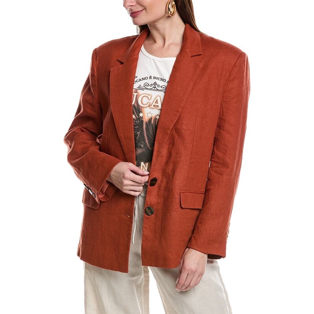 Farm Rio Burnt Orange Linen Blazer Large NWOT - Picture 12 of 12